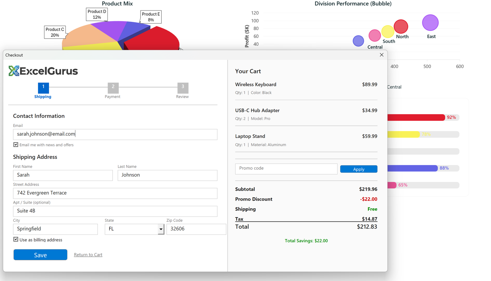 Checkout and Order Form