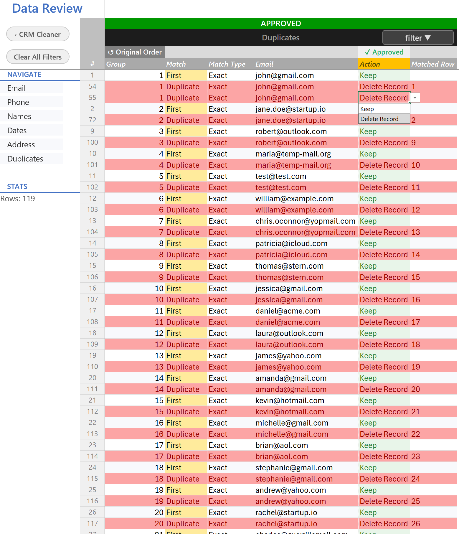 Choosing which duplicate record to keep