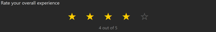 Five star rating on the survey form, four filled in gold and one gray, with the score shown beneath